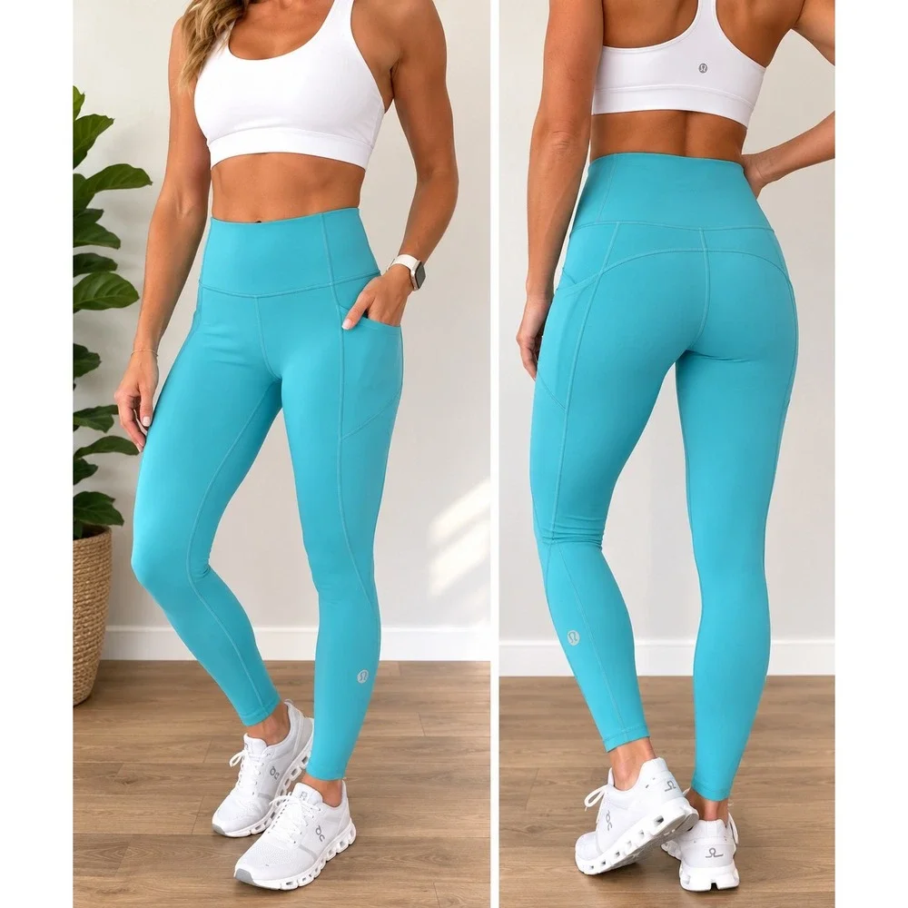 Lululemon Fast and Free High-Rise Tight 25 Pockets Electric Turquoise LW5BXQS 2